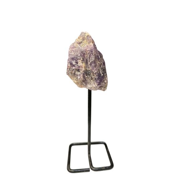 Raw Amethyst Crystal On Metal Stand - Picture 3 of 5
